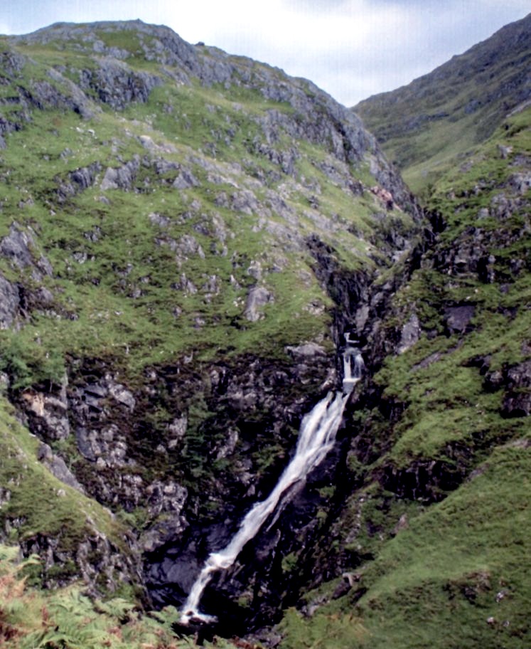 The Grey Mare's Tail Waterfall on ascent to White Coomb