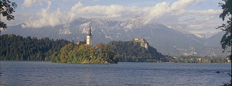 Castle on Island in Lake Bled in Slovenia