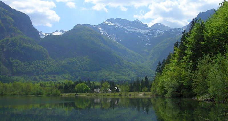 Bohinj Lake in the Julian Alps of Slovenia