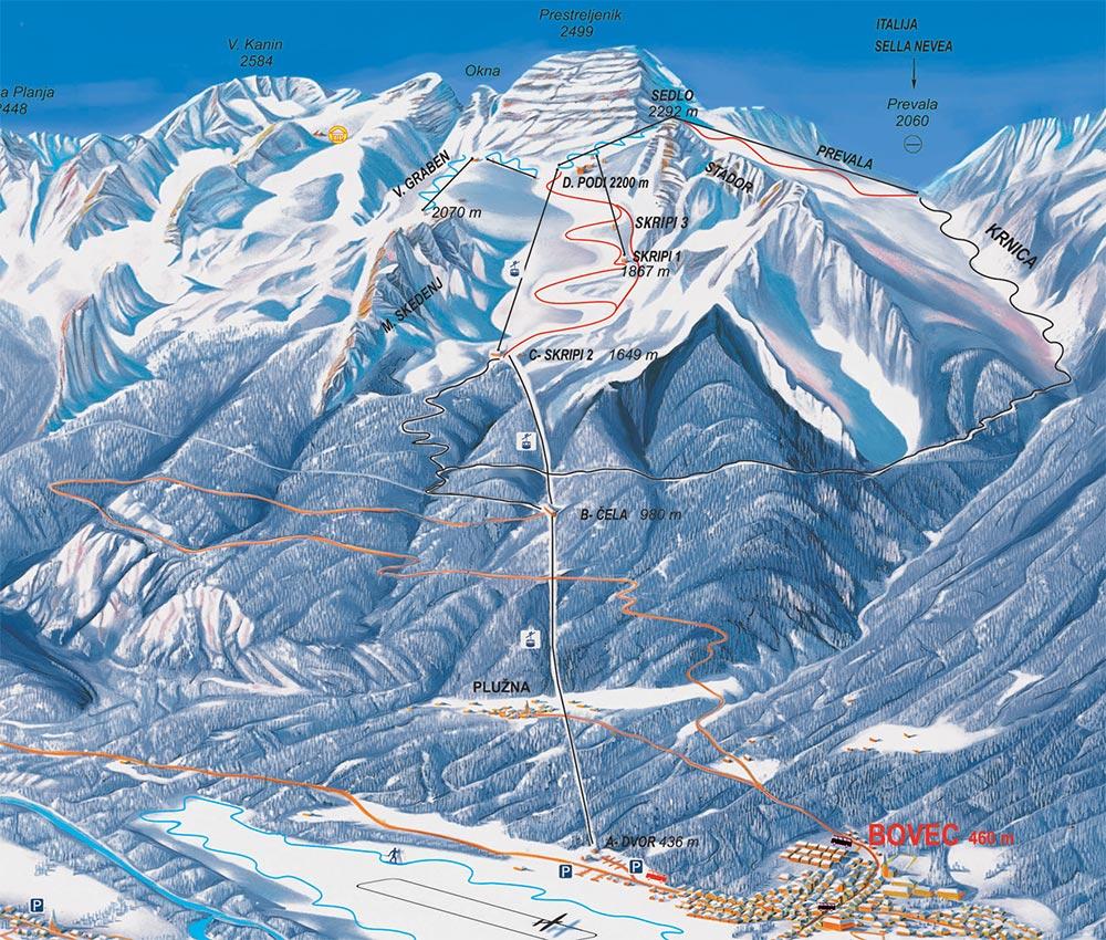 Bovec Ski Runs on Mount Kanin
