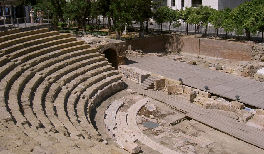 Roman Amphitheatre in Malaga on the Costa del Sol in Andalucia in Southern Spain