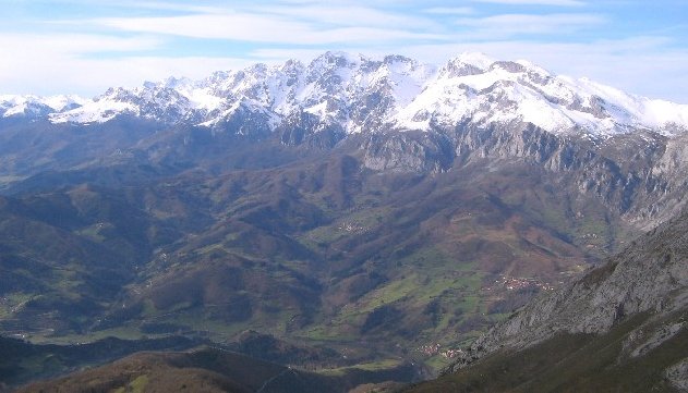 View of the eastern massif of the Picos de Europa in the Cantabrian Mountains of North West Spain