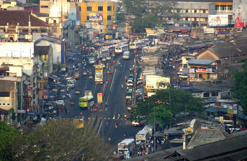 Congested streets of city centre in Colombo - capital of Sri Lanka