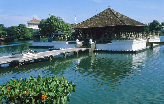 Seema Malakaya Temple on Slave Island in Berya Lake in Colombo - capital city of Sri Lanka