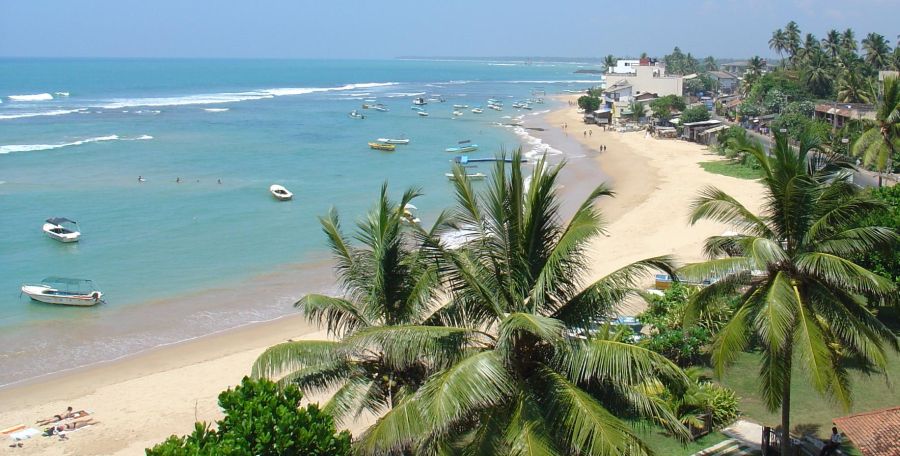 Beach at Hikkaduwa on the west coast of Sri Lanka