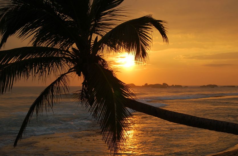 Sunset at Hikkaduwa on the west coast of Sri Lanka