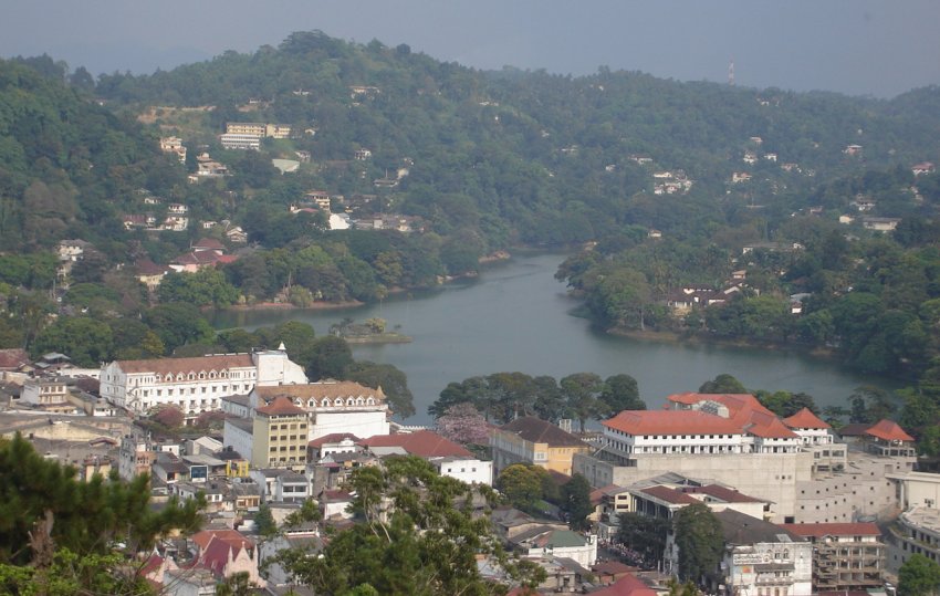 Kandy and Boganbara Lake from hilltop above