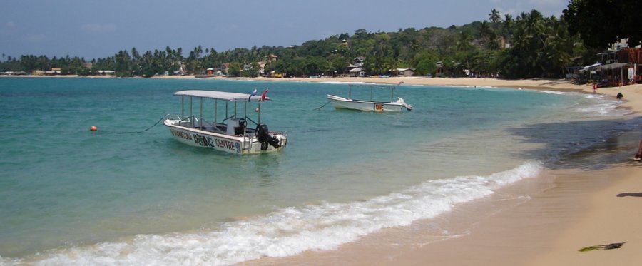 Beach resort of Unawatuna on the South Coast of Sri Lanka