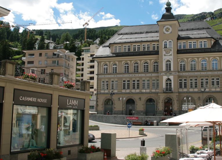 Plazza da Scoula and the Library in St. Moritz