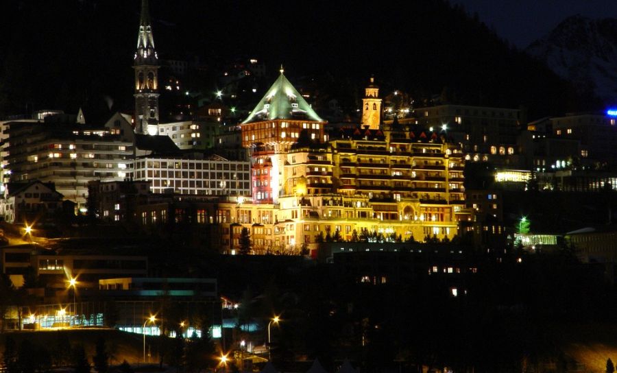 St. Moritz illuminated at night