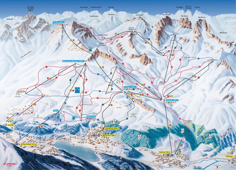 Map of ski runs at St. Moritz