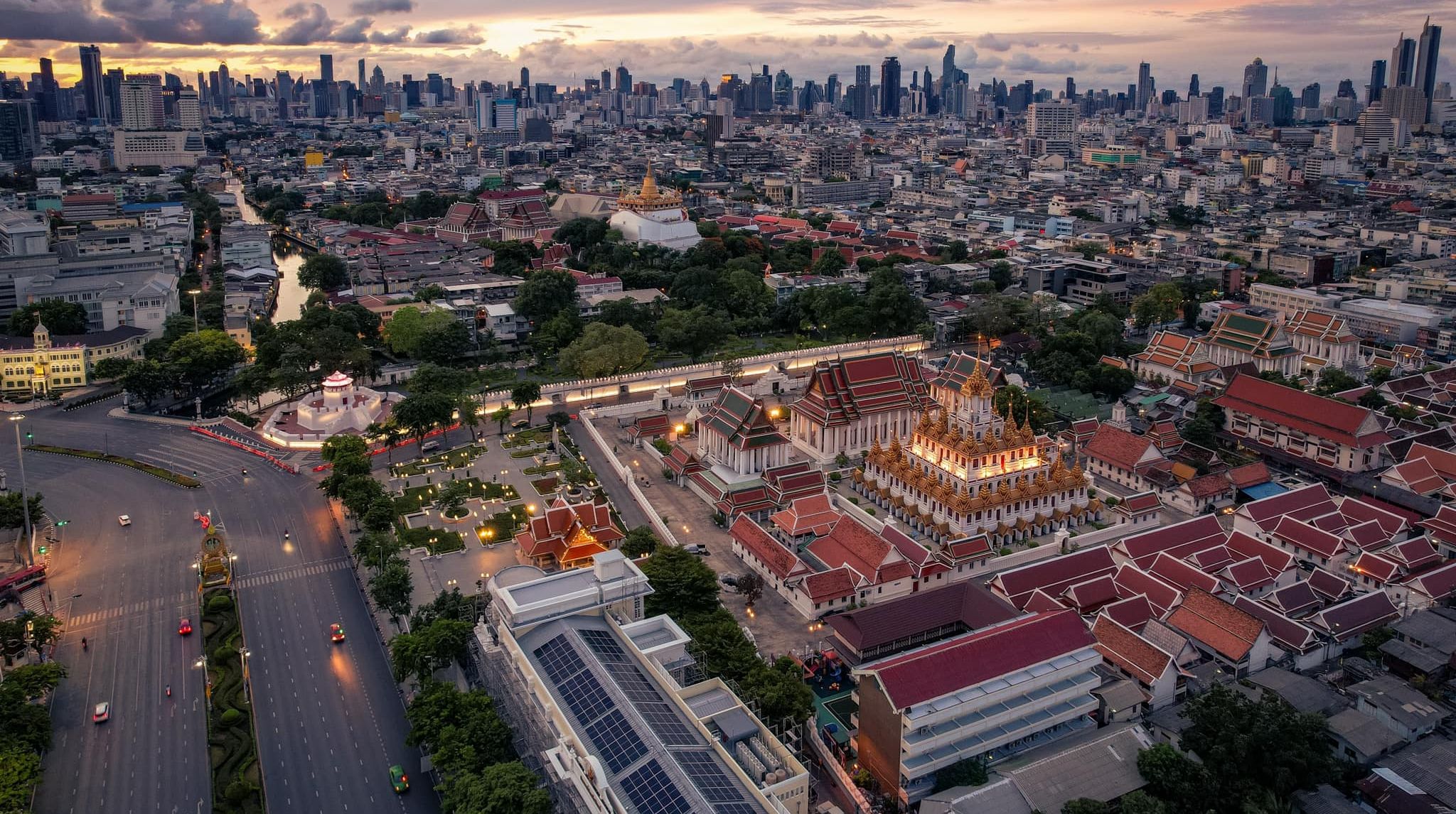 Aerial view of Temple in Bangkok