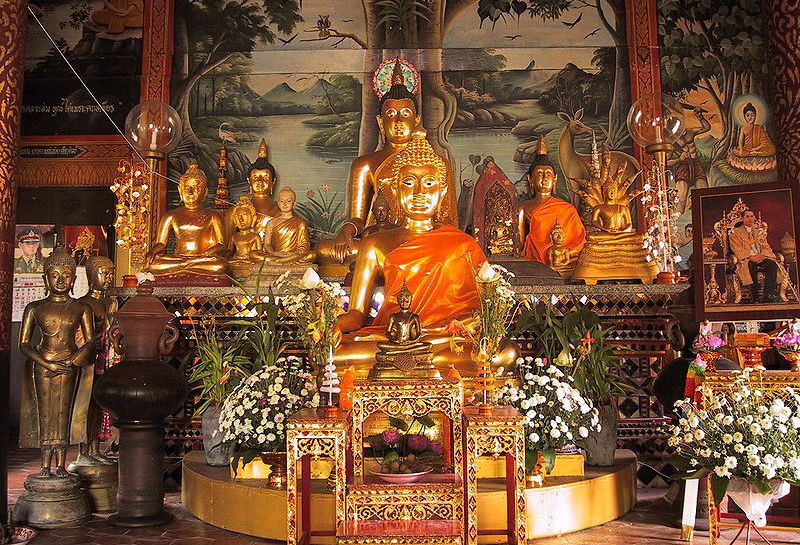 Buddhist Icons in Wat Phra That Chom Thong in Chiang Rai in Northern Thailand