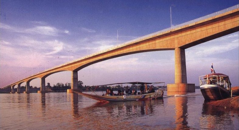 Friendship Bridge across Maekong River between Thailand and Laos at Nong Khai in Issan Region of Northern Thailand