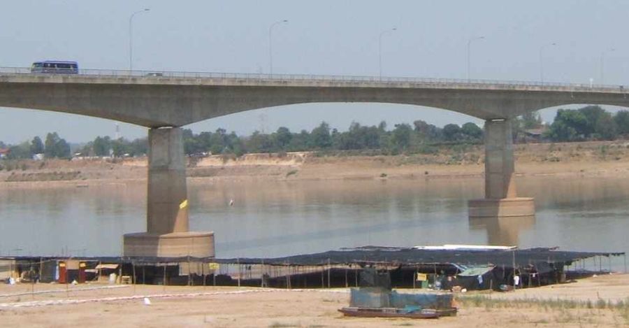 Friendship Bridge across Maekong River between Thailand and Laos at Nong Khai in Issan Region of Northern Thailand