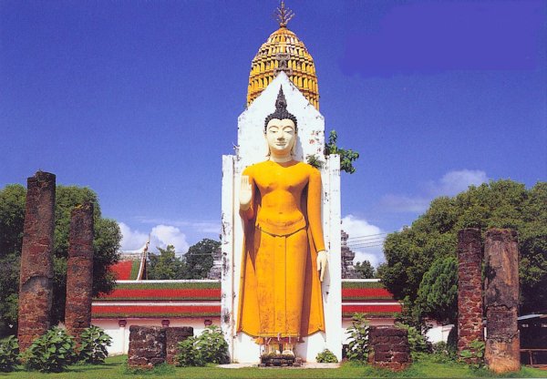 Standing Buddha Wat Phra Si Rattana Mahathat ( Wat Yai ) in Phitsanulok in Northern Thailand