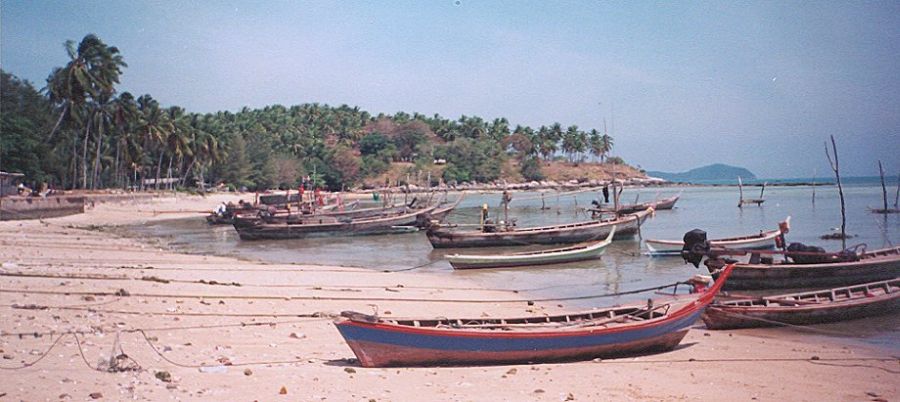 Fishing Boats on Beach at Ao Kamala on Ko Phuket in Southern Thailand