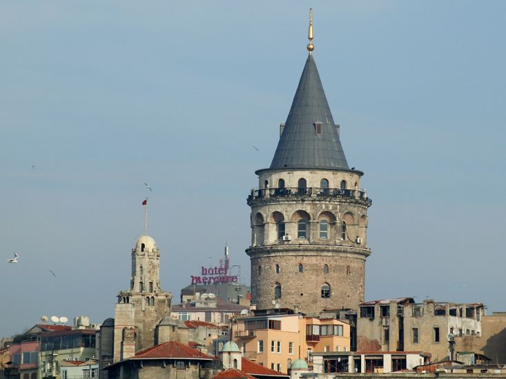 The Galata Tower in Istanbul in Turkey