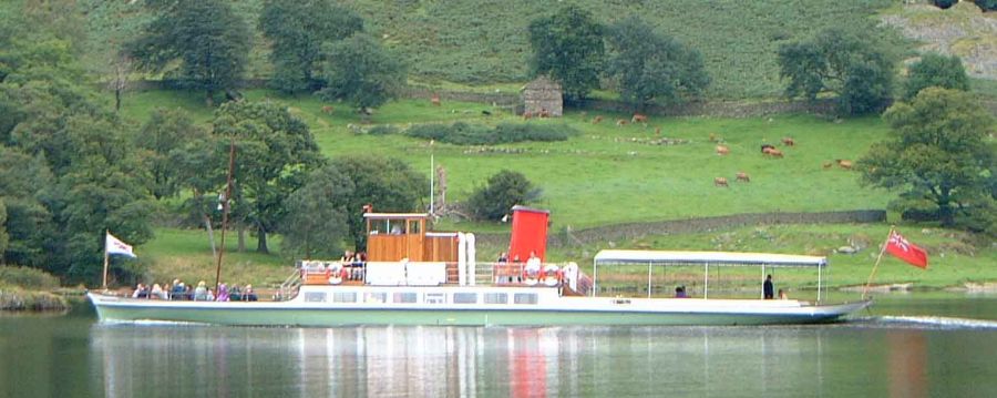 Steamer on Ullswater in the English Lake District