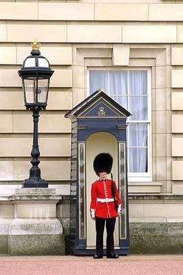 Guard at Buckingham Palace in London