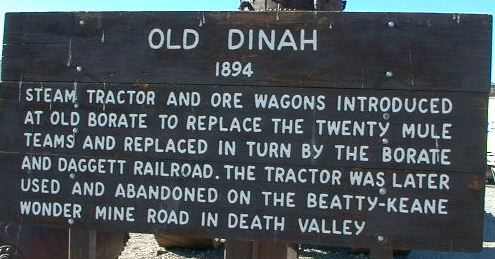 Information on "Old Dinah" steam tractor at Furnace Creek Ranch