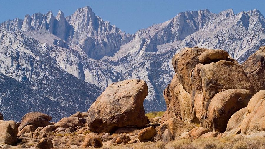 Mount Whitney in the Sierra Nevada of California from the Alabama Hills
