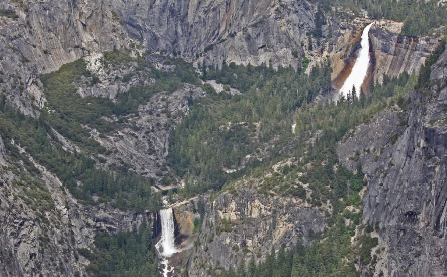Vernal and Washburn Falls in Yosemite Valley