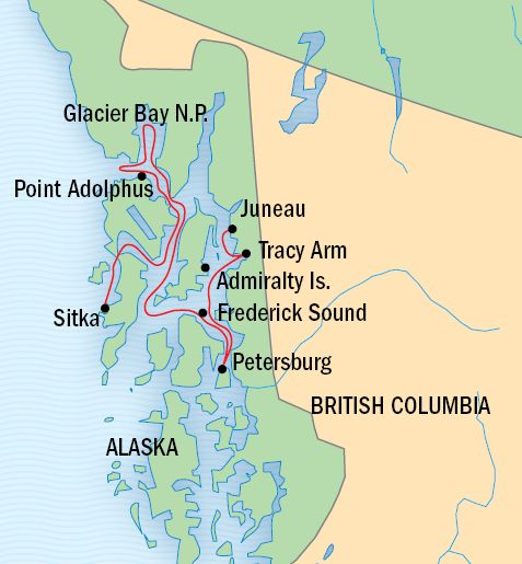 Location map of Glacier Bay National Park in Alaska