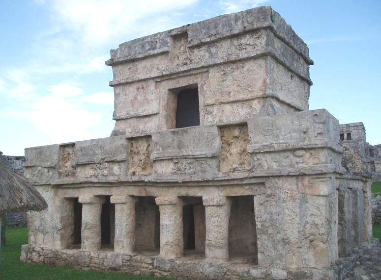 "Temple of the Frescos" at Tulum in Yucatan, Mexico