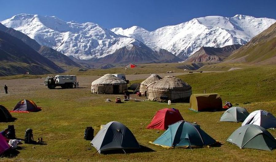 Base Camp for Pik Lenin in Kyrgyzstan, Central Asia