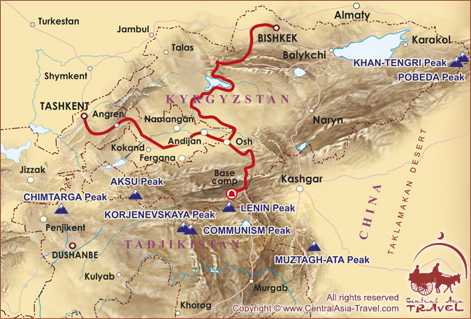 Location map for Pik Lenin