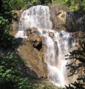 Waterfall in Botanic Gardens in Georgetown on Penang Island in Peninsular Malaysia