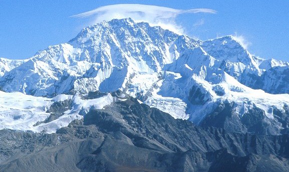 Gosainthan ( Shisha Pangma ) on ascent to Ganja La in the Langtang Himal of Nepal
