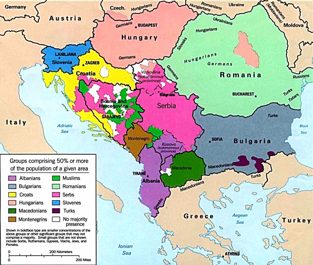 balkan mapa Map of The Balkans: Slovenia, Croatia, Bosnia, Serbia, Macedonia  balkan mapa