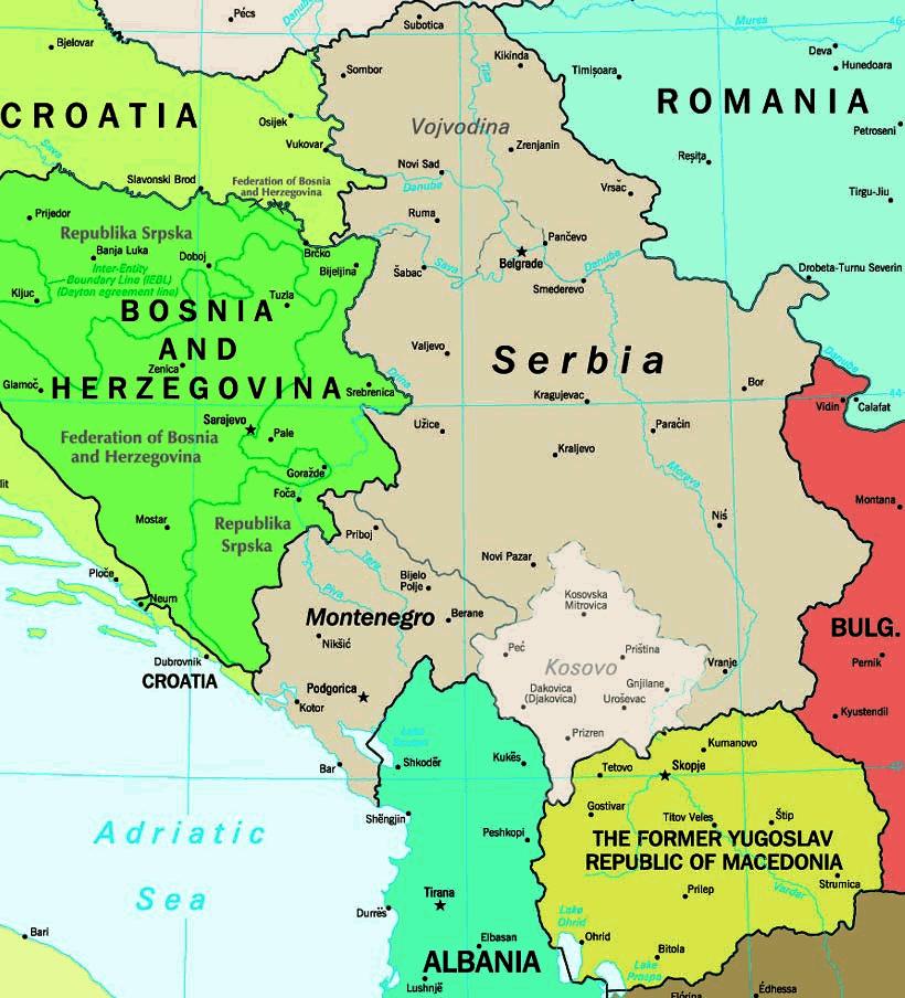 balkan mapa Map of The Balkans: Slovenia, Croatia, Bosnia, Serbia, Macedonia  balkan mapa
