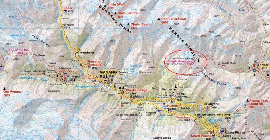 Map for Chulu Trekking Peaks