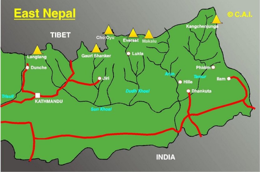 Map of East Nepal