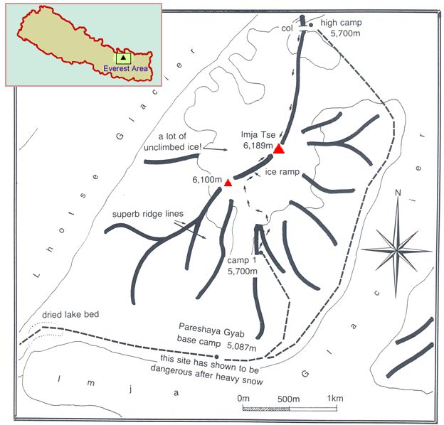Route Map for Island Peak ( Imja Tse ) Trekking Peak