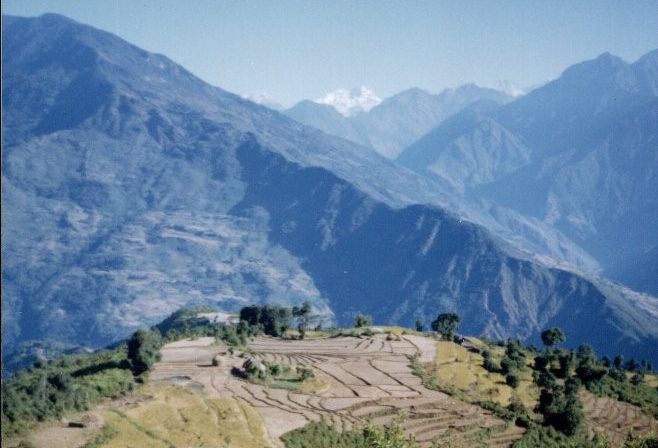 Looking down on fields at Num