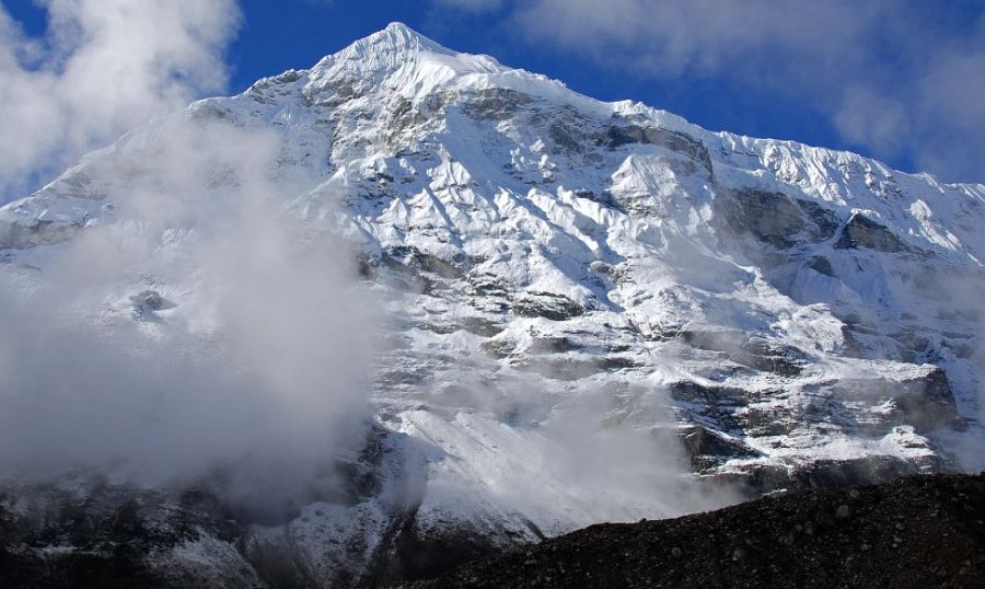 Peak 7 ( 6105m ) from above Shershon in the Barun Valley