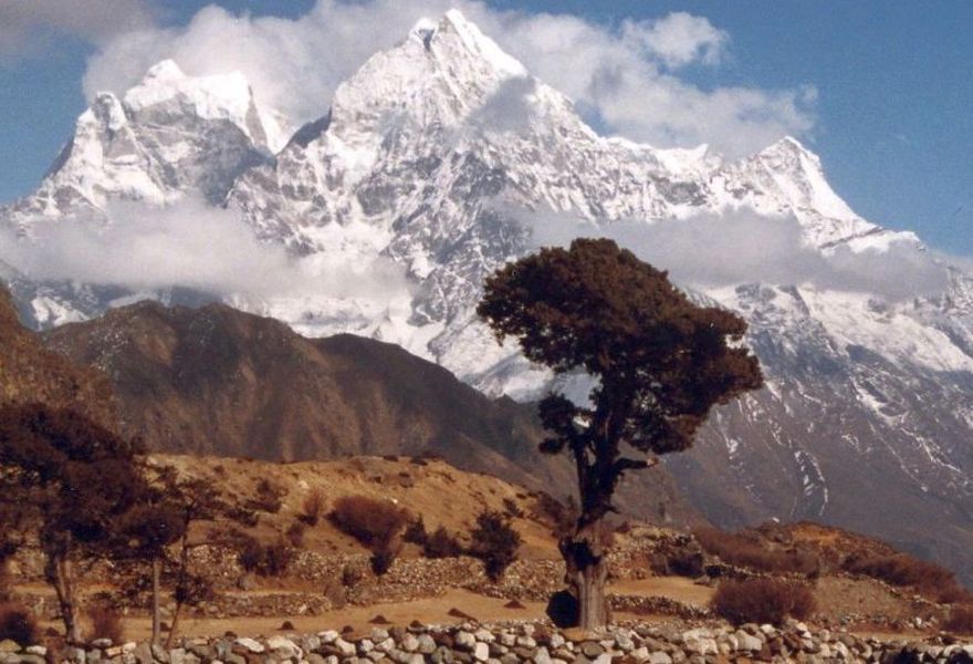 Mount Kang Taiga and Thamserku from Thame Village