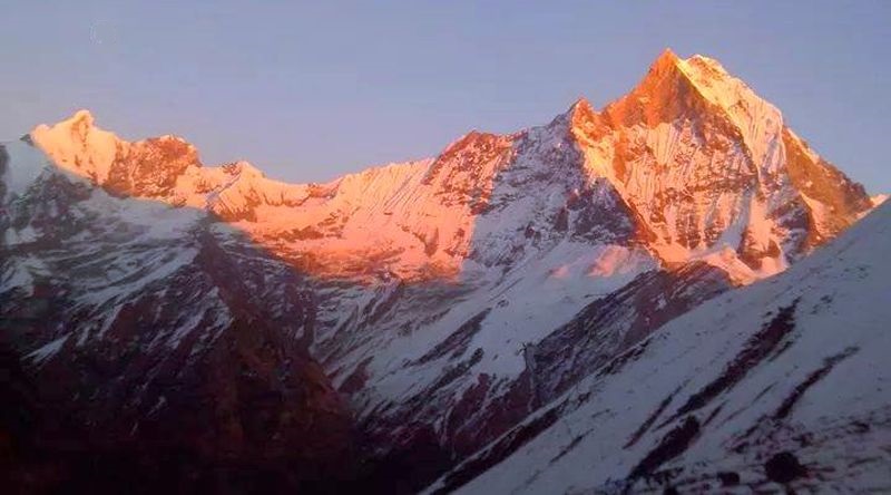 Sunset on Mount Macchapucchre ( the Fishtail Mountain )