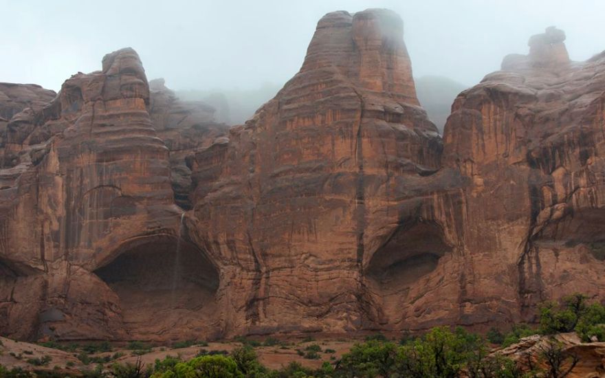 Sandstone Cliffs and Caves in Arches National Park