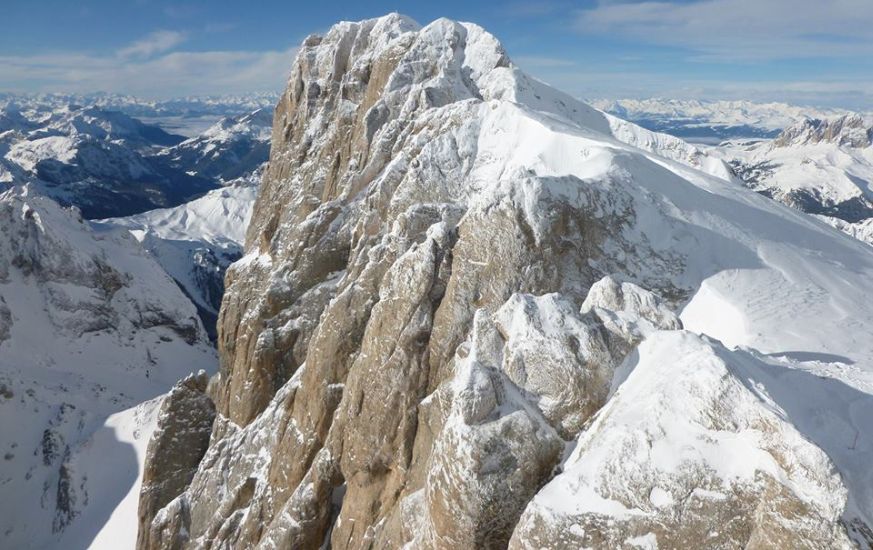 Punta Penia from Punta Rocca on Marmolada in the Italian Dolomites