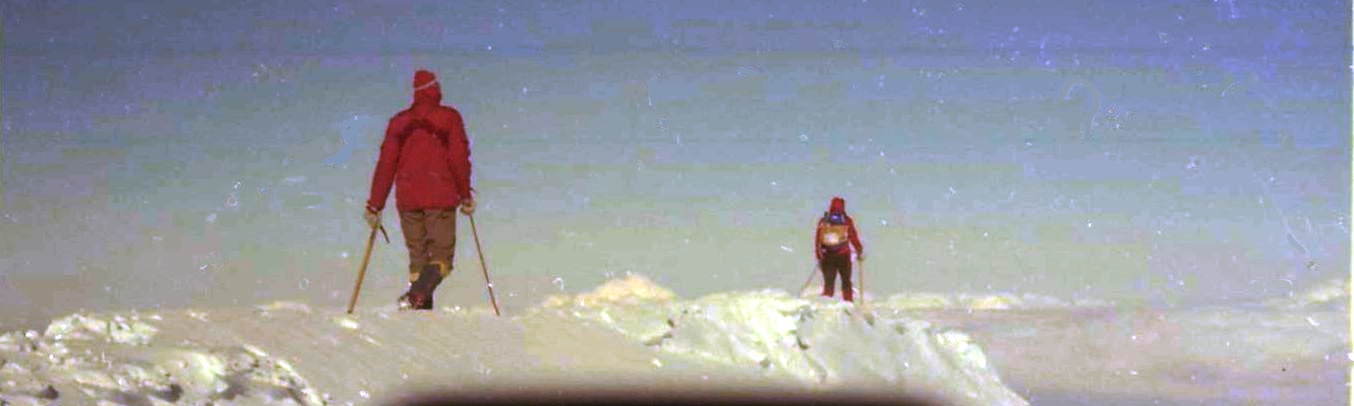 Summit Arete on normal route of ascent of Mont Blanc - highest mountain in France and Western Europe