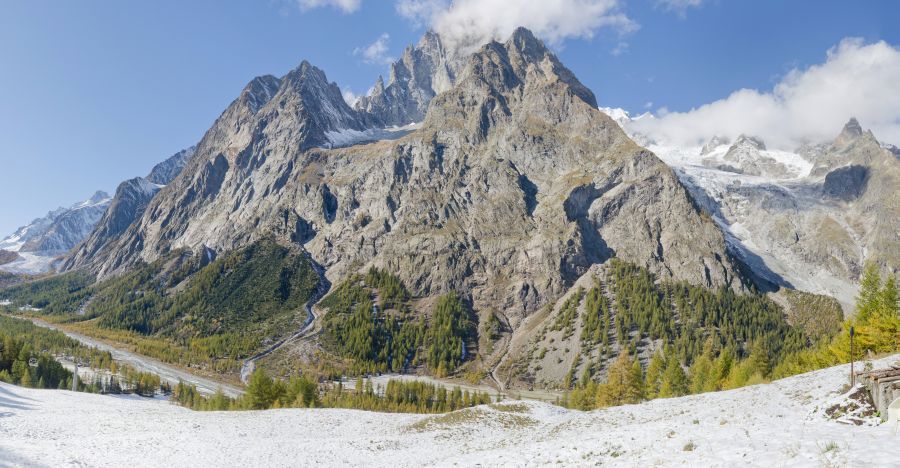 Monte Bianco ( Mont Blanc ) from Courmayeur in Italy