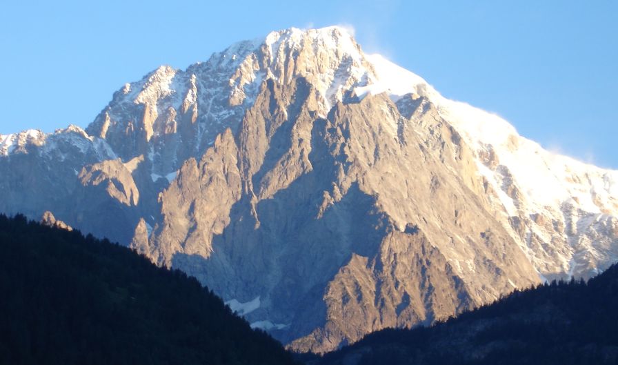 Monte Bianco ( Mont Blanc ) from Courmayeur in Italy