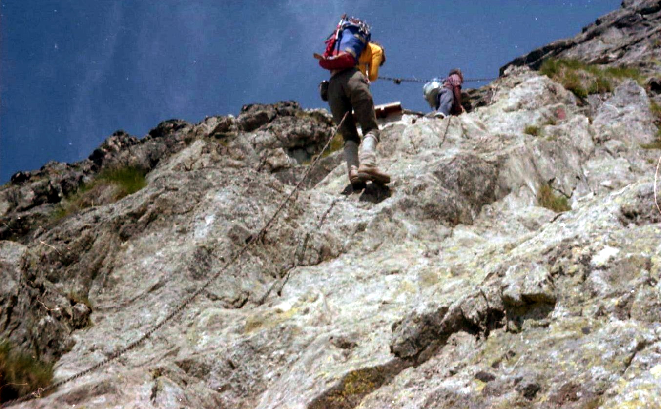 Ascent to Boccalatte hut  for Grandes Jorasses above Val Ferret