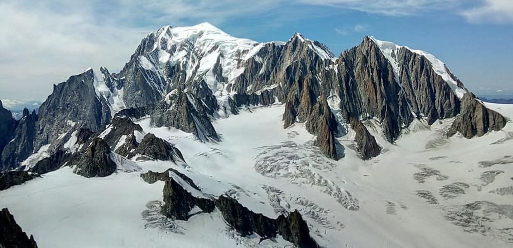 Monte Bianco ( Mont Blanc ) above Courmayeur in Italy
