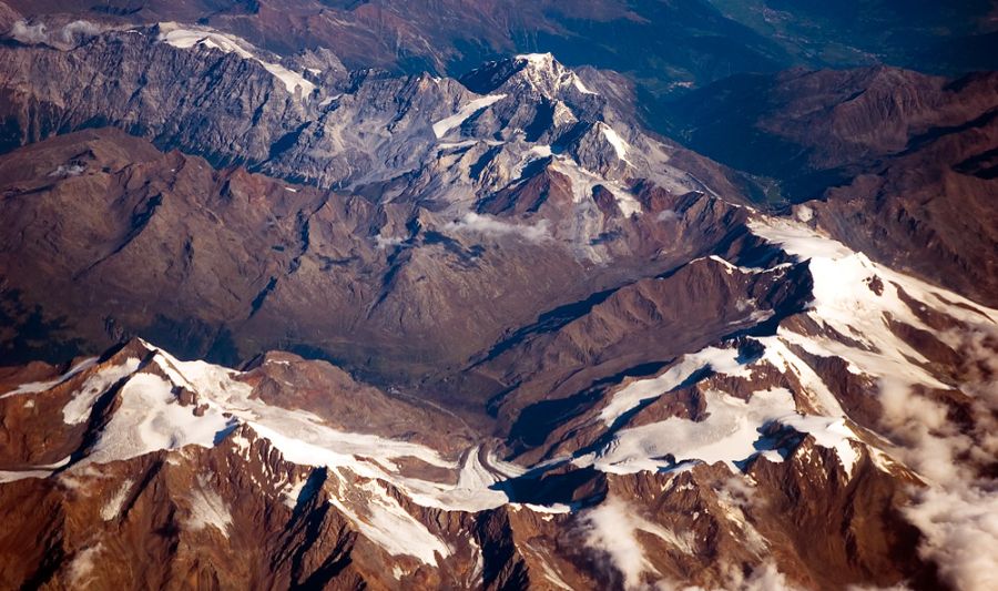 Aerial view of the Ortler Group of the Italian Alps